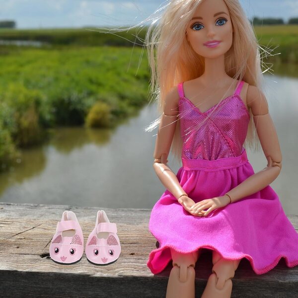Mini Scarpe Rosa in PU per Case Miniatura e Bambole 18 Pollici - 1 Paio