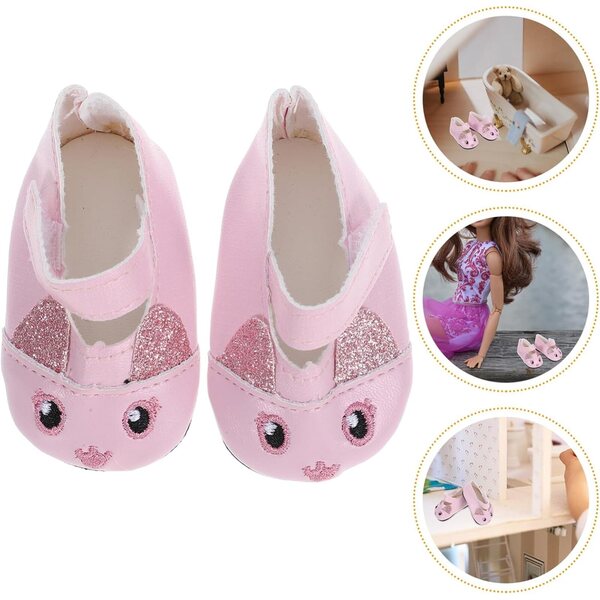 Mini Scarpe Rosa in PU per Case Miniatura e Bambole 18 Pollici - 1 Paio