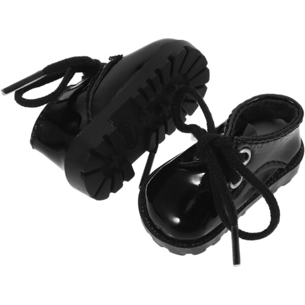 Miniatur-Schuhe aus schwarzem Kunstleder für Puppen – tragbare dekorative Accessoires