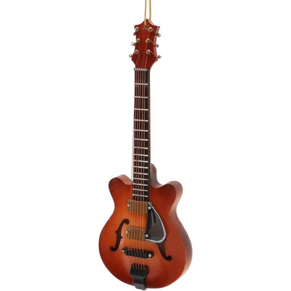 Miniatur-Gitarrenmodell aus Linde mit echten Saiten, handgefertigte Dekoration zum Aufhängen