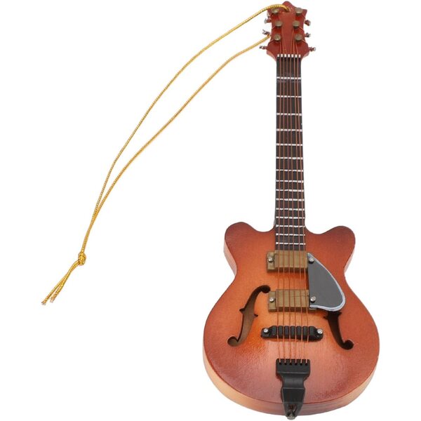 Modello di chitarra in miniatura in legno tiglio con corde vere, decorazione artigianale da appendere