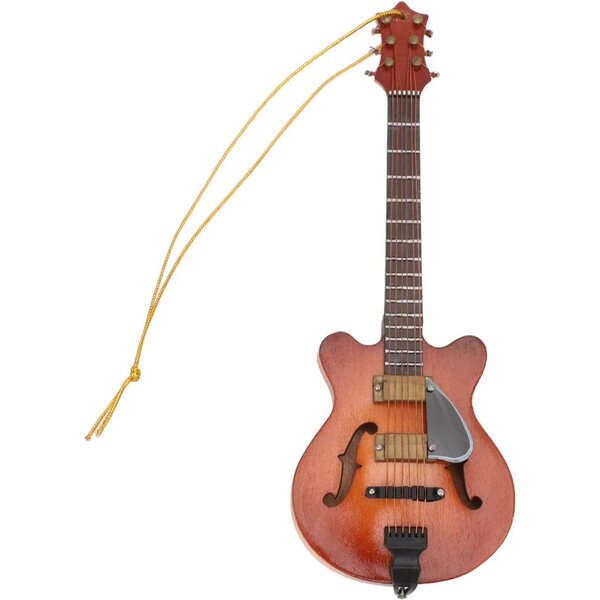 Modello di chitarra in miniatura in legno tiglio con corde vere, decorazione artigianale da appendere