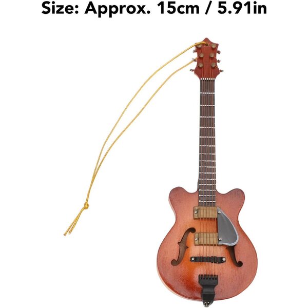 Modello di chitarra in miniatura in legno tiglio con corde vere, decorazione artigianale da appendere