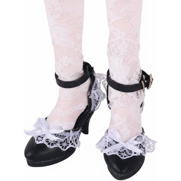 Schuhe mit hohen Absätzen für 60 cm große BJD-Puppen aus PVC mit Spitze und Schleifen