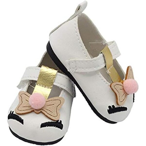 Weiße Mini-Schuhe für 45,7-cm-Puppen – modische flache Schuhe für America Girl-Puppen