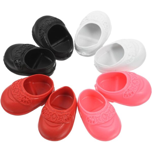 4 Paar Mini-Flachschuhe für 17-cm-Puppen, farbenfrohes Puppenhauszubehör