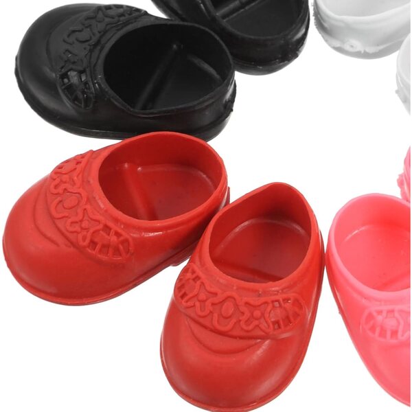 4 Paar Mini-Flachschuhe für 17-cm-Puppen, farbenfrohes Puppenhauszubehör