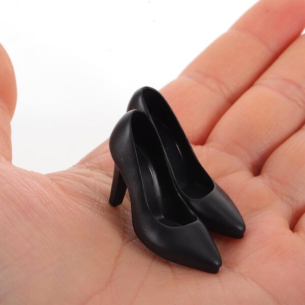 Scarpe tacchi alti miniatura Gatuida per bambole 1/6, sandali neri con plateau