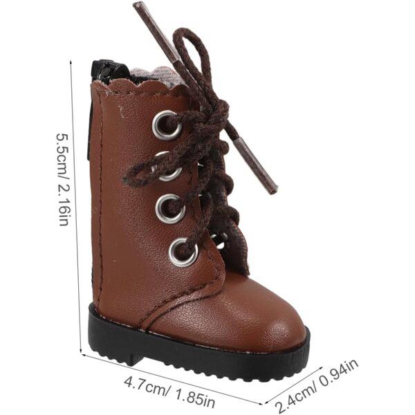 Braune hohe Stiefelschuhe für 30 cm große Puppen – realistisches und widerstandsfähiges Miniaturzubehör