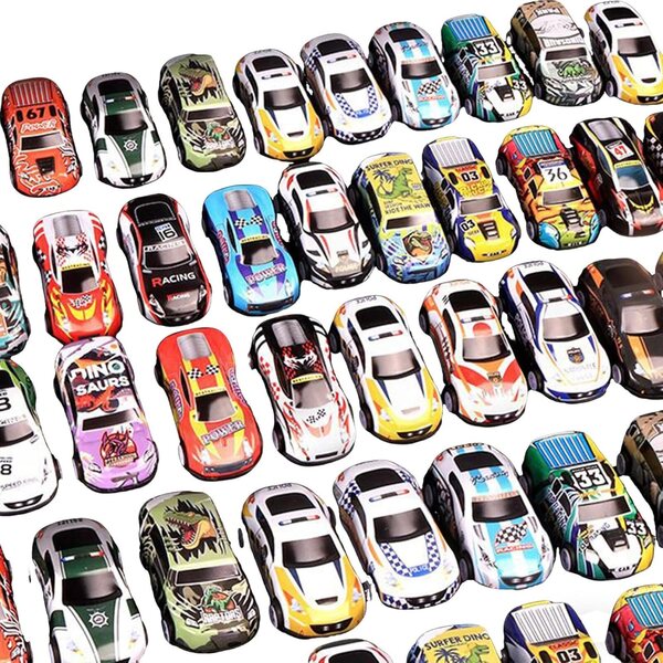 Set 48 Mini Auto Inerziali in Lega con Contenitore Portatile - Giocattoli Resistenti per Bambini