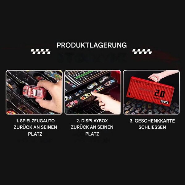 Set 48 Mini Auto Inerziali in Lega con Contenitore Portatile - Giocattoli Resistenti per Bambini