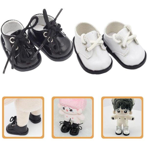 2 Paia Scarpe Bambola Pelle Sintetica Miniature Colorate per Accessori Giocattoli