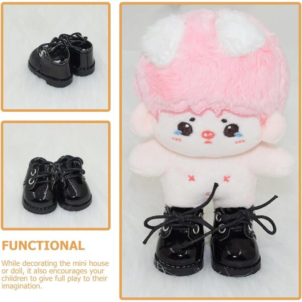 2 Paia Scarpe Bambola Pelle Sintetica Miniature Colorate per Accessori Giocattoli