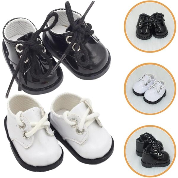 2 Paia Scarpe Bambola Pelle Sintetica Miniature Colorate per Accessori Giocattoli