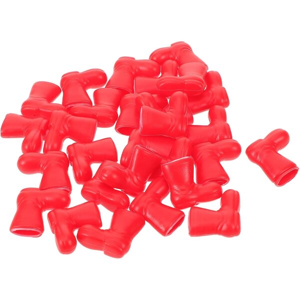 Amosfun 50 pezzi mini stivali rossi per bambole, accessori plastici sicuri e decorativi