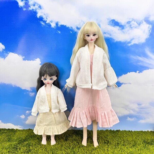 niannyyhouse Abito Sottoveste e Maglione per Bambole BJD 1/4 e 1/6 Beige e Bianco
