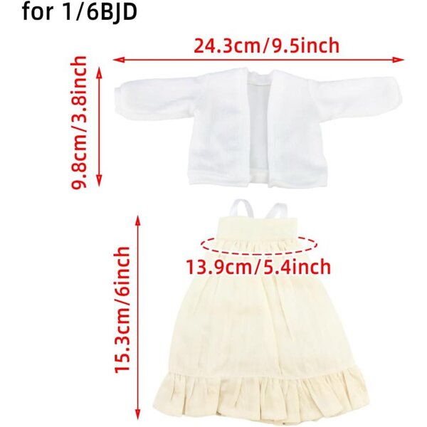 niannyyhouse Abito Sottoveste e Maglione per Bambole BJD 1/4 e 1/6 Beige e Bianco