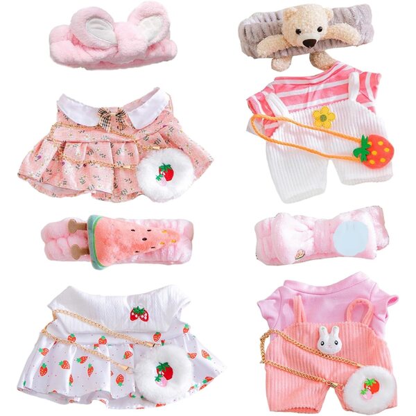 Set 4 Vestiti per Animali di Peluche 12" con temi Anguria, Coniglietto, Orsetto e Patch
