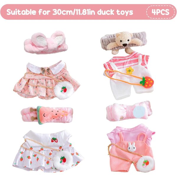 Set 4 Vestiti per Animali di Peluche 12" con temi Anguria, Coniglietto, Orsetto e Patch