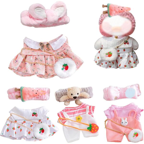 Set 4 Vestiti per Animali di Peluche 12" con temi Anguria, Coniglietto, Orsetto e Patch