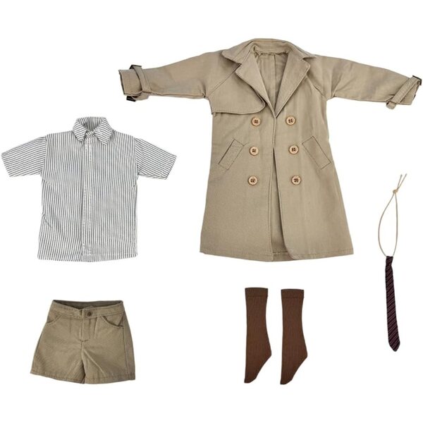 niannyyhouse 1/4 Khaki Trenchcoat für BJD Puppen, stilvolles 5-teiliges Kleidungsset