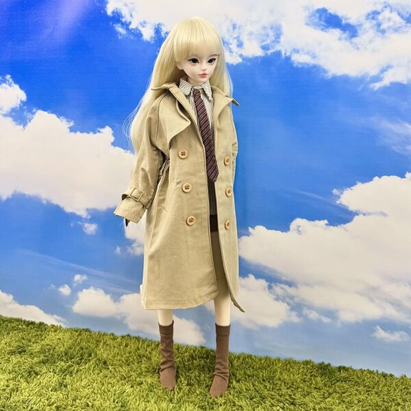 niannyyhouse 1/4 Khaki Trenchcoat für BJD Puppen, stilvolles 5-teiliges Kleidungsset