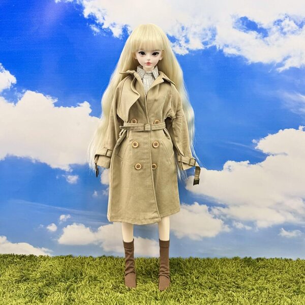niannyyhouse 1/4 Khaki Trenchcoat für BJD Puppen, stilvolles 5-teiliges Kleidungsset