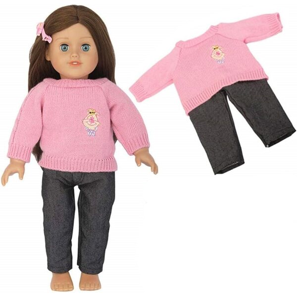 Freizeitkleidung für 46-cm-Puppen – Strickpullover und Jeans Uteruik