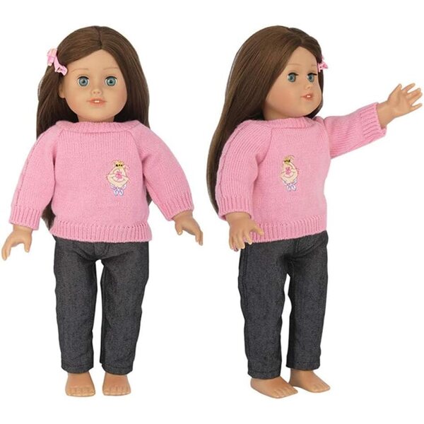 Freizeitkleidung für 46-cm-Puppen – Strickpullover und Jeans Uteruik