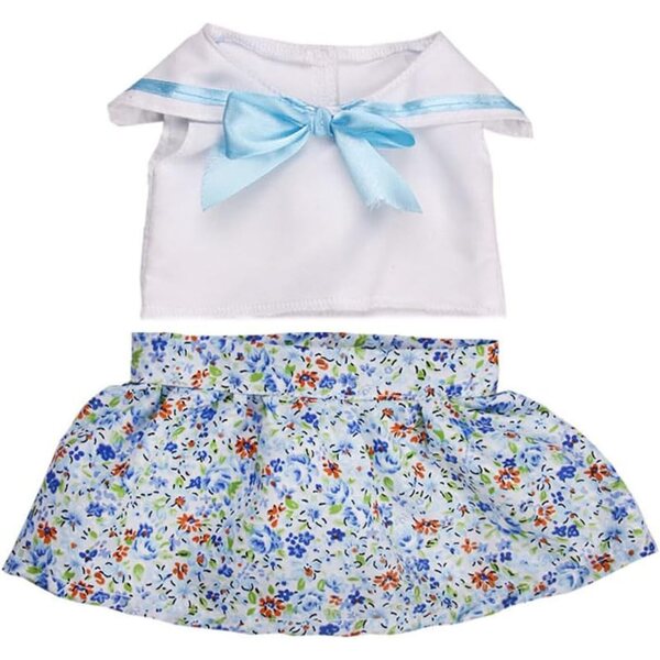 46 cm großes Uteruik-Puppenkleid, komplett mit weißem Oberteil und Blumenrock