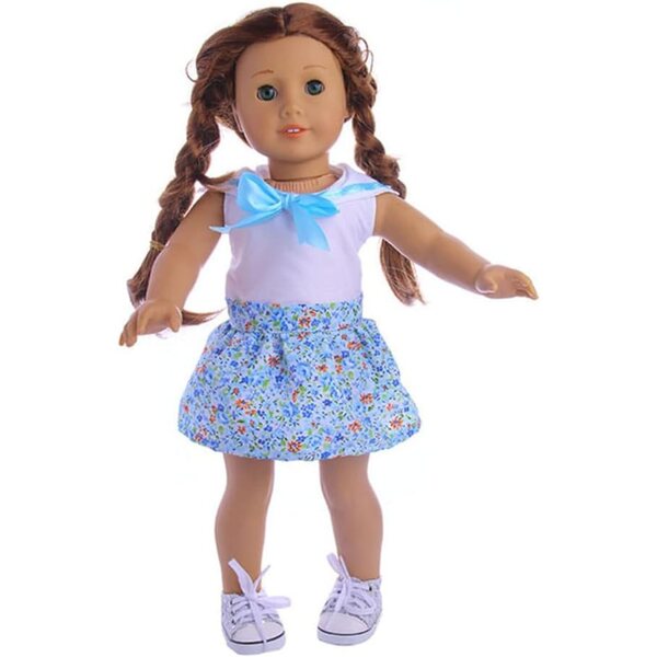 46 cm großes Uteruik-Puppenkleid, komplett mit weißem Oberteil und Blumenrock