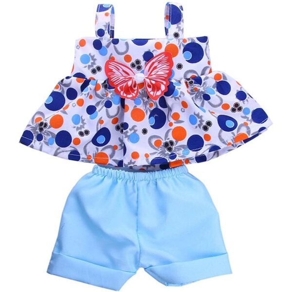 Lässige Sommerkleidung für 46-cm-Puppen – Schmetterlings-Top und Shorts Uteruik