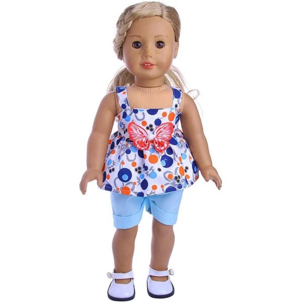 Lässige Sommerkleidung für 46-cm-Puppen – Schmetterlings-Top und Shorts Uteruik