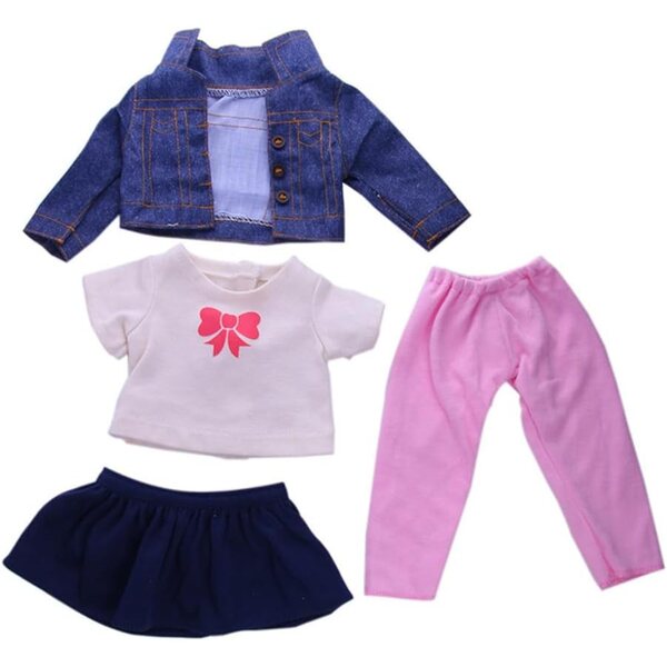 46 cm Uteruik-Puppenkleidung: Jeansjacke, T-Shirt, Rock und Leggings