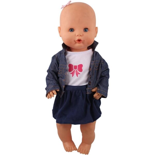 46 cm Uteruik-Puppenkleidung: Jeansjacke, T-Shirt, Rock und Leggings