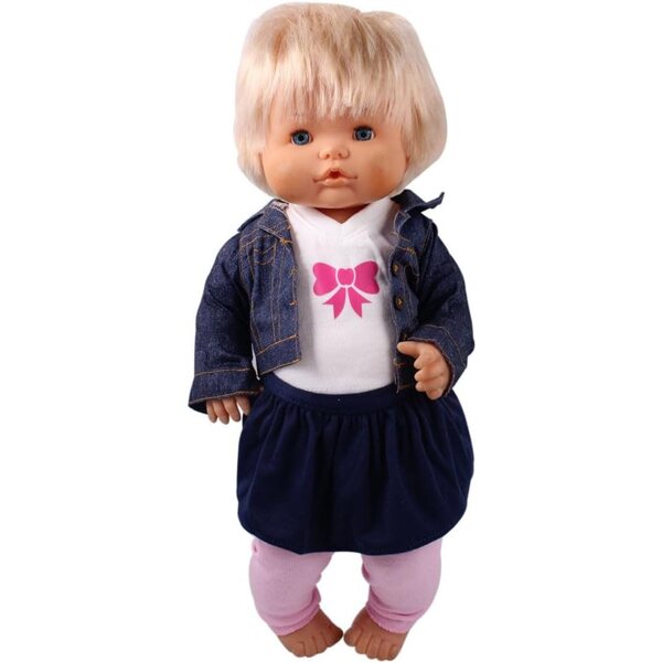 46 cm Uteruik-Puppenkleidung: Jeansjacke, T-Shirt, Rock und Leggings