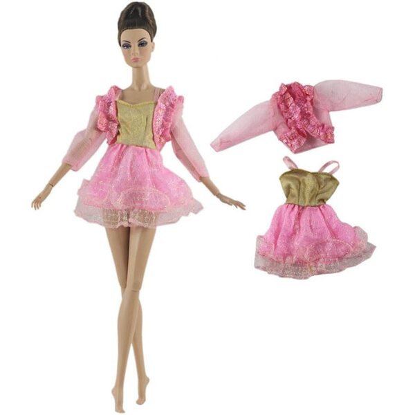 Set Abiti Rosa per Bambola 30 cm - Cappotto e Vestito alla Moda
