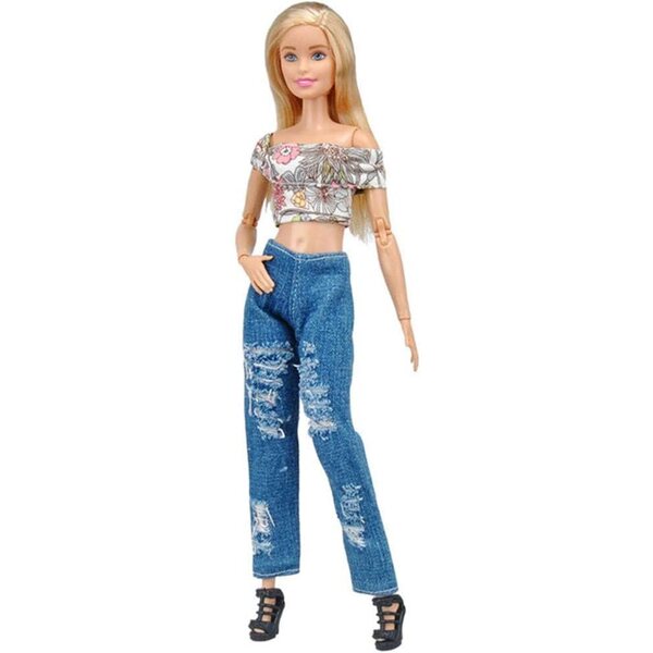 Set 5 Vestiti per Bambole 30 cm - Top Senza Maniche e Jeans alla Moda