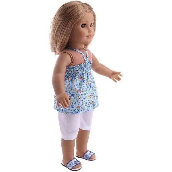 Completo moda per bambola 46 cm con top all'americana e pantaloni floreali