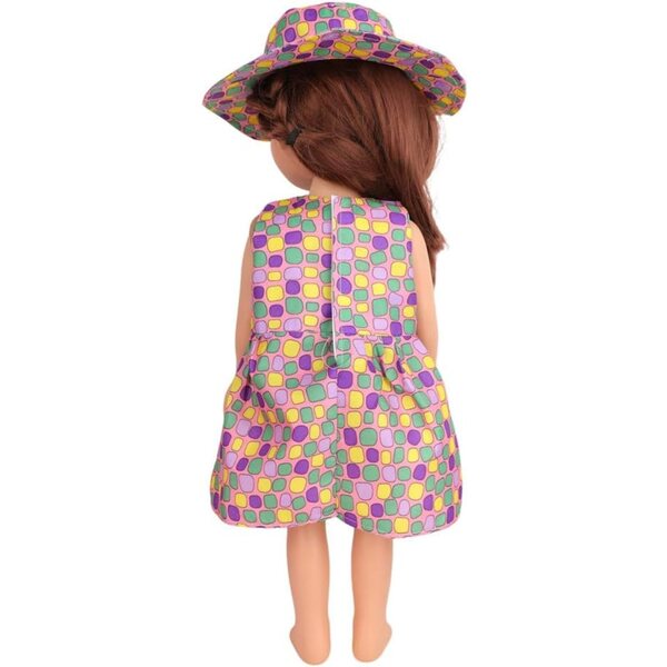 Abito a pois con cappello per bambola americana 46 cm, costume casual elegante