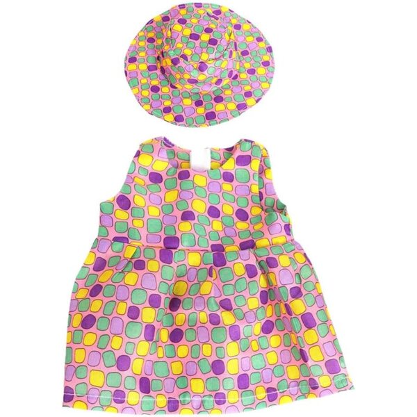 Abito a pois con cappello per bambola americana 46 cm, costume casual elegante
