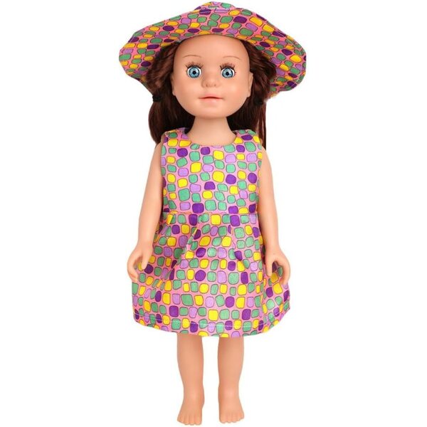 Abito a pois con cappello per bambola americana 46 cm, costume casual elegante