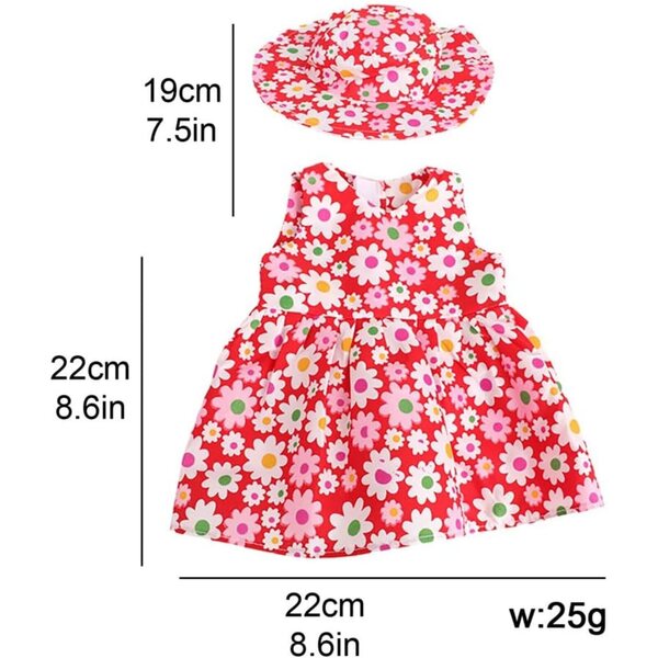 Abito a pois con cappello per bambola americana 46 cm, costume casual elegante