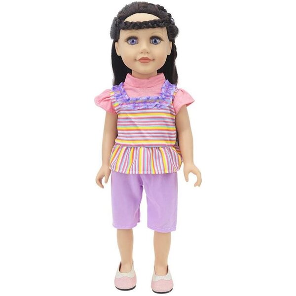Completo Bambole 46 cm - Maglietta a Righe e Pantaloncini Viola Uteruik
