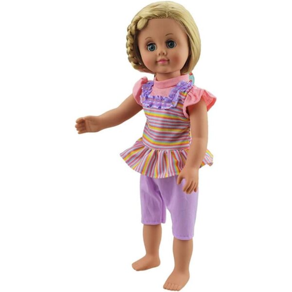 Completo Bambole 46 cm - Maglietta a Righe e Pantaloncini Viola Uteruik