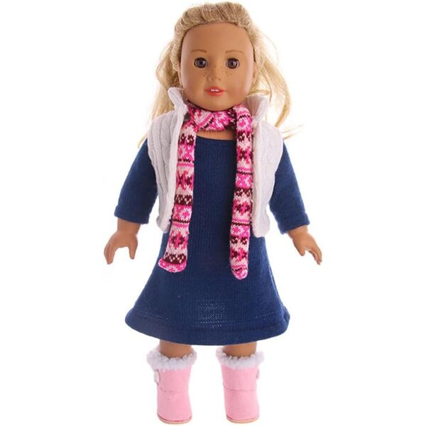 Pulloverkleid mit Schal und Weste für 46 cm 18 Zoll Puppe