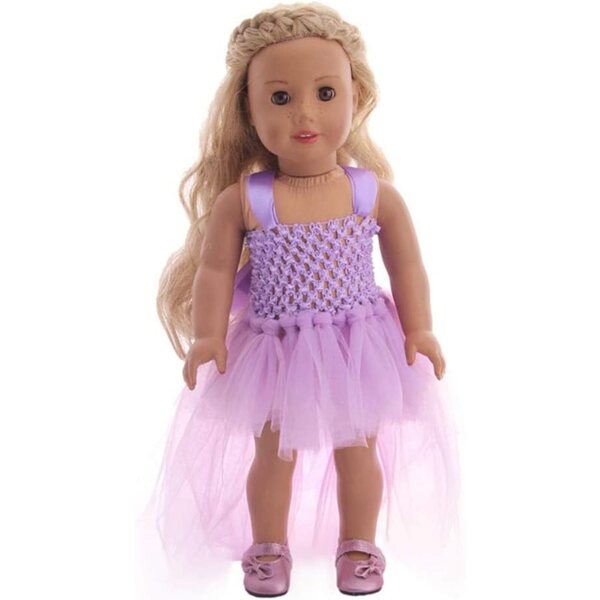 Lila Netzkleid für amerikanische Puppen 46 cm – Elegantes Uteruik-Kleid