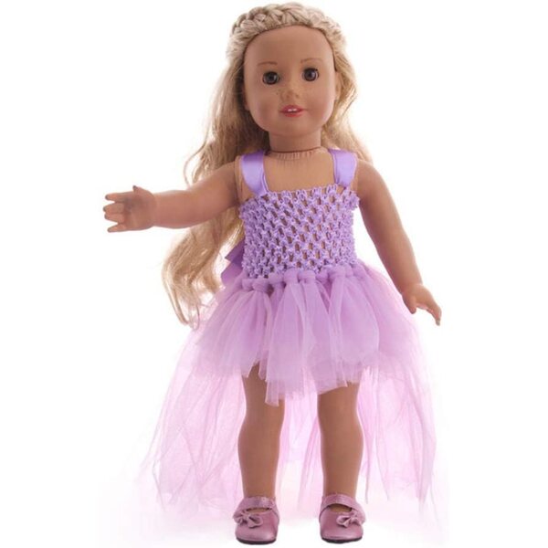 Lila Netzkleid für amerikanische Puppen 46 cm – Elegantes Uteruik-Kleid
