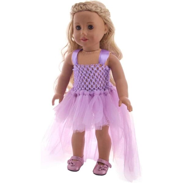 Lila Netzkleid für amerikanische Puppen 46 cm – Elegantes Uteruik-Kleid
