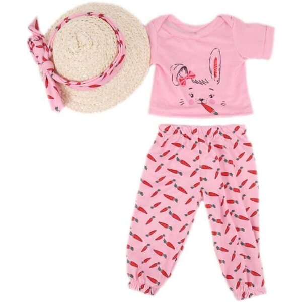 Freizeitkleidung für amerikanische Puppen 46 cm – T-Shirt, Hose und Mütze mit Hasen